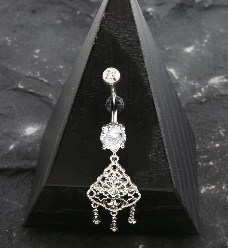 Chandelier CZ Dangle Stainless Steel Belly Button Ring