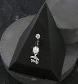 Cherry CZ Dangle Stainless Steel Belly Button Ring