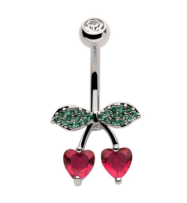 Cherry Love CZ Stainless Steel Belly Button Ring