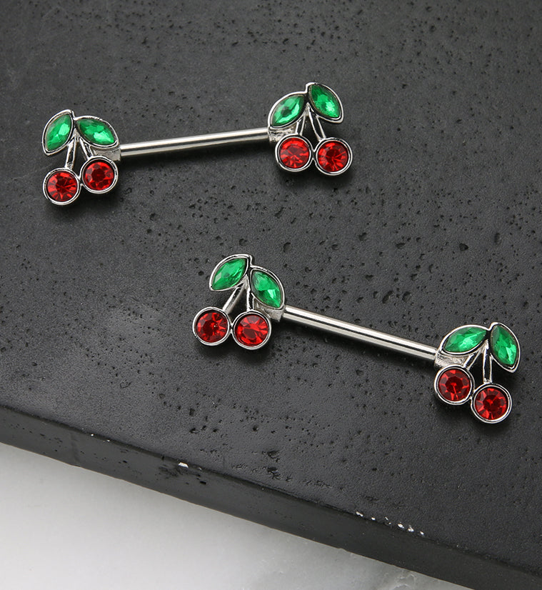 Cherry Stainless Steel Nipple Barbell