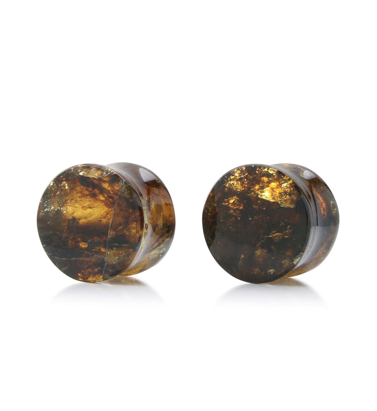 Chiapas Amber Plugs 5/8" (15.5mm) - Version 20 (Rough Edge)