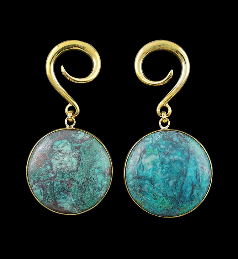 Grand Chrysocolla Stone Hanging Ear Weights