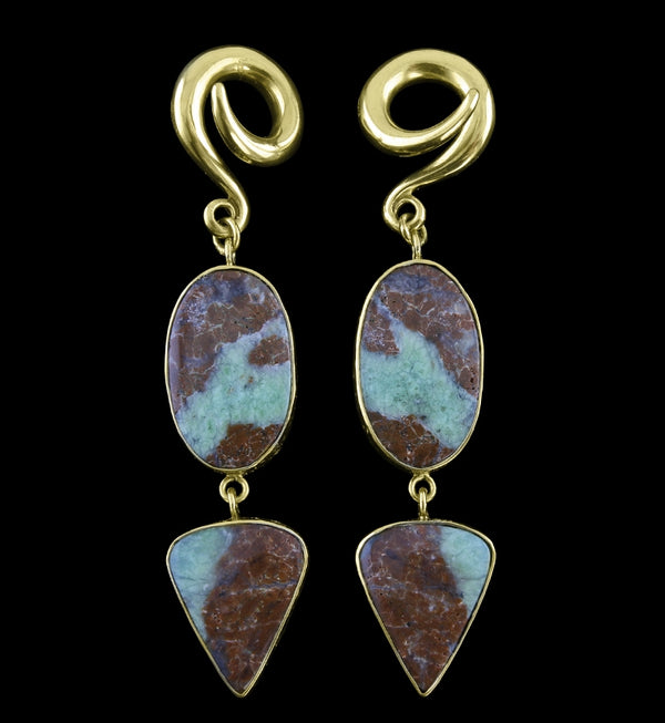 Double Chrysoprase Stone Ear Weights Version 4