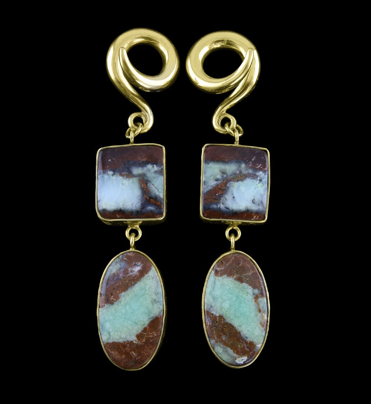Double Chrysoprase Stone Ear Weights Version 5