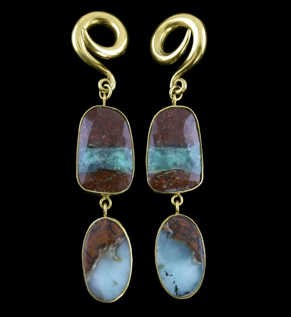 Double Chrysoprase Stone Ear Weights 4