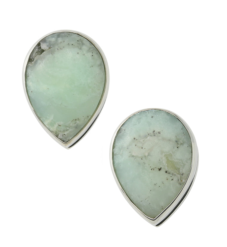 Peak Chrysoprase Stone White Brass Ear Weights