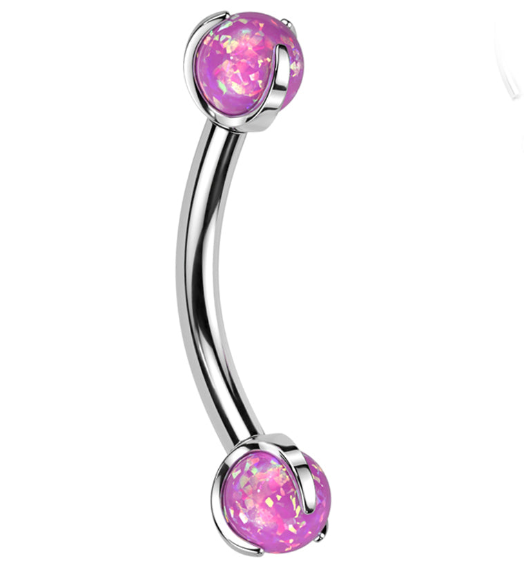 Claw Pink Opalite Titanium Internally Threaded Curved Barbell