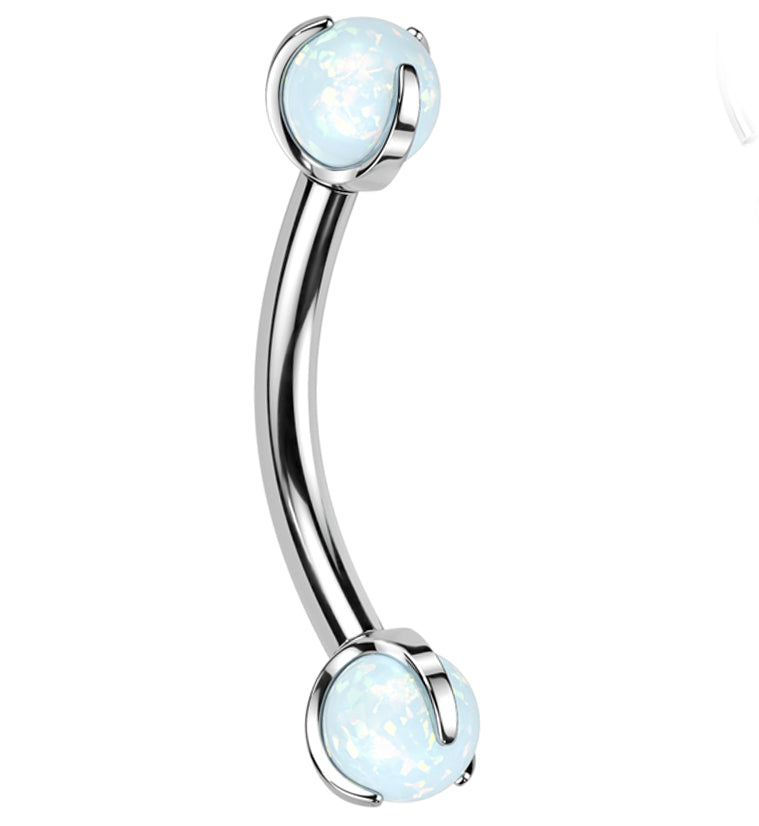Claw White Opalite Titanium Internally Threaded Curved Barbell