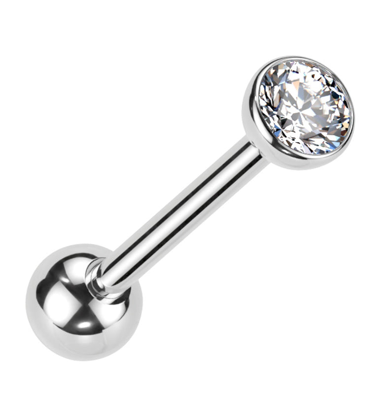 Clear Bezel CZ Titanium Threadless Barbell