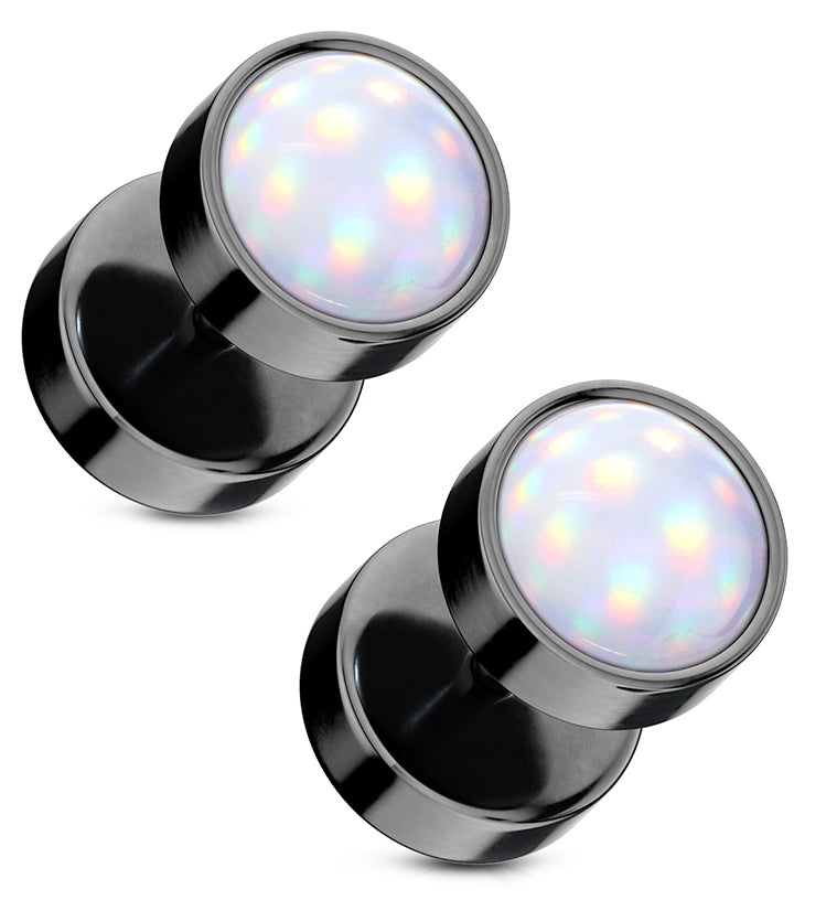 16G Clear Escent Black PVD Stainless Steel Fake Plugs / Gauges
