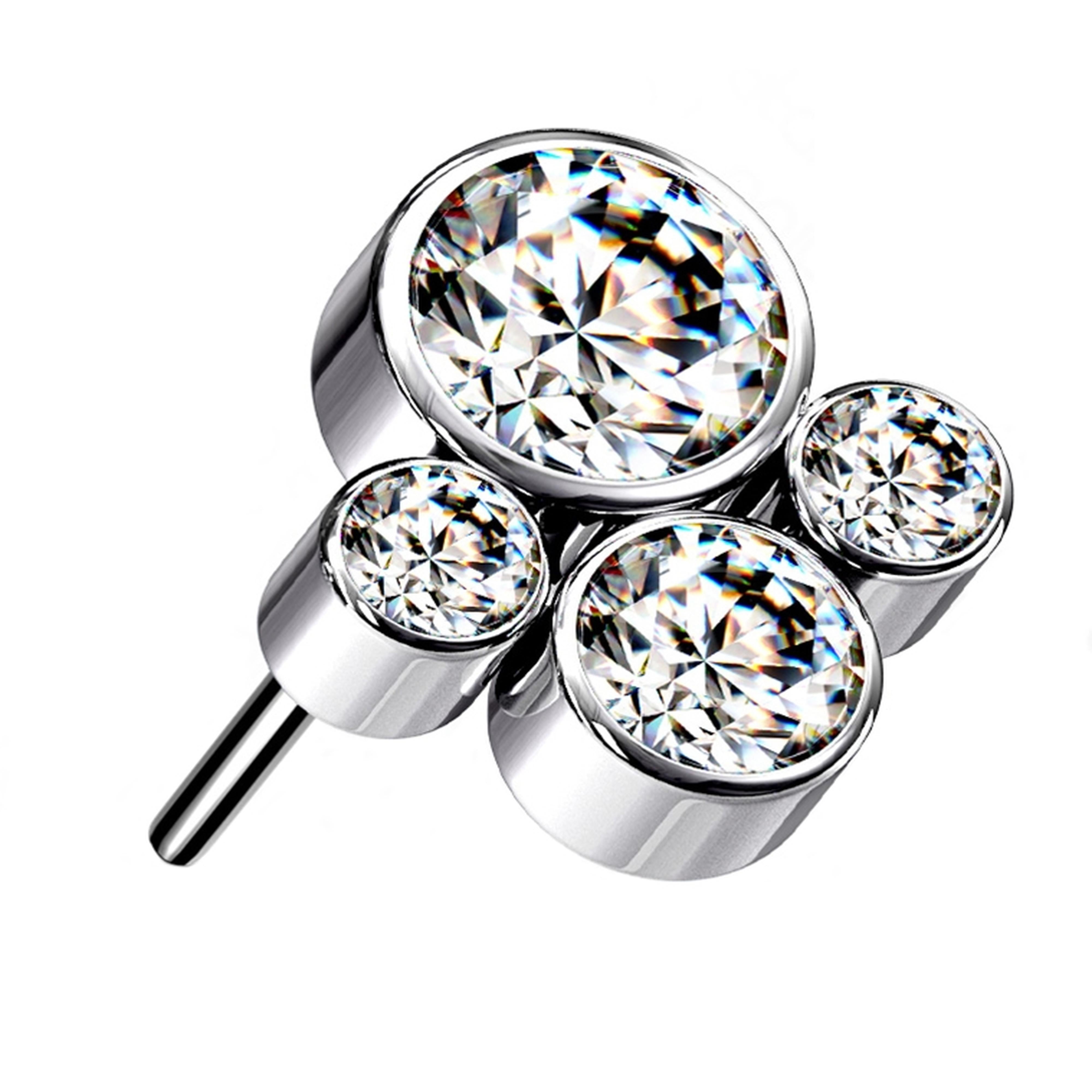 Quad Cluster Clear CZ Titanium Threadless Top