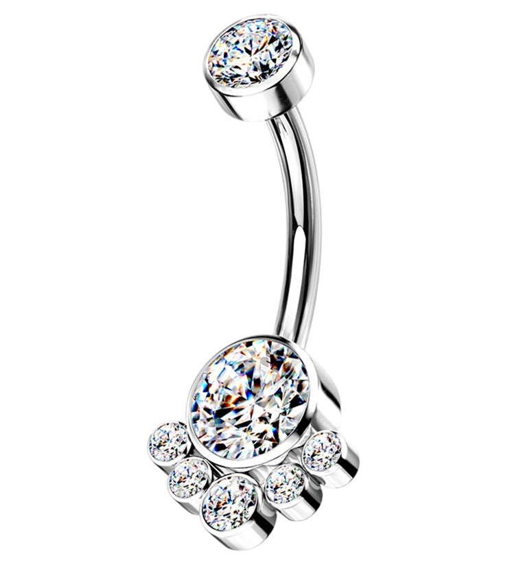 Clear CZ Cluster Belly Button Ring
