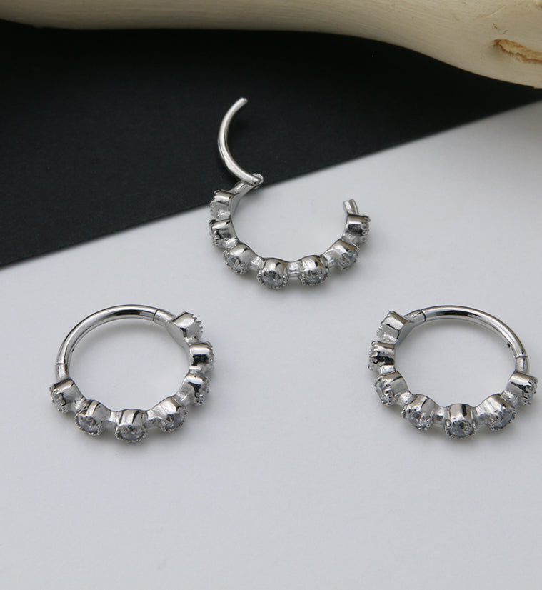 Clear CZ Band Hinged Segment Ring