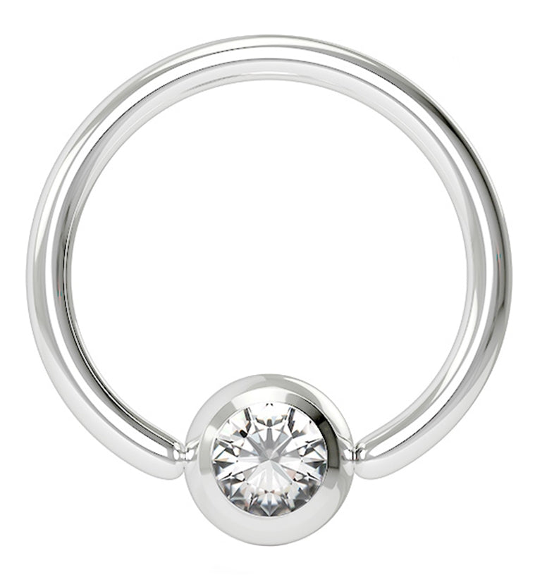 Clear Gem Stainless Steel Captive Ring