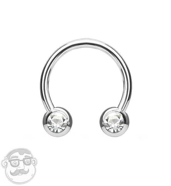 Clear CZ Steel Stainless Circular Barbell