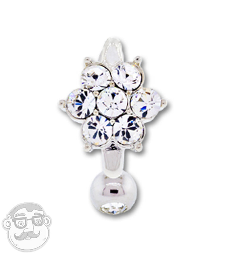 Clear CZ Flower Belly Button Ring