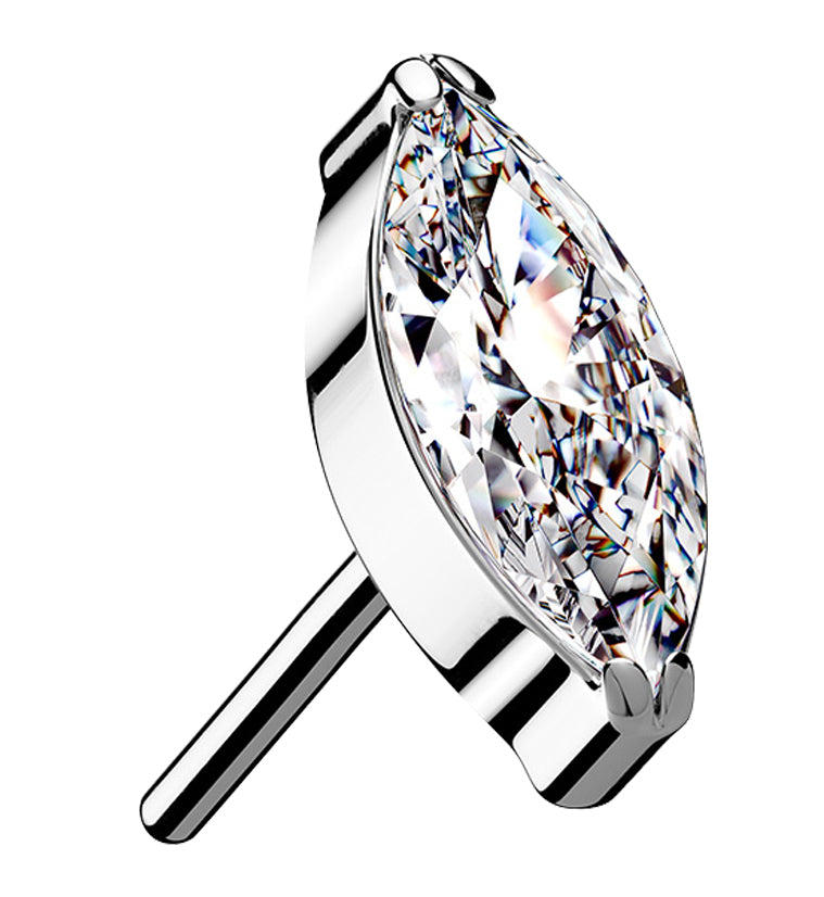 Clear CZ Oval Titanium Threadless Top