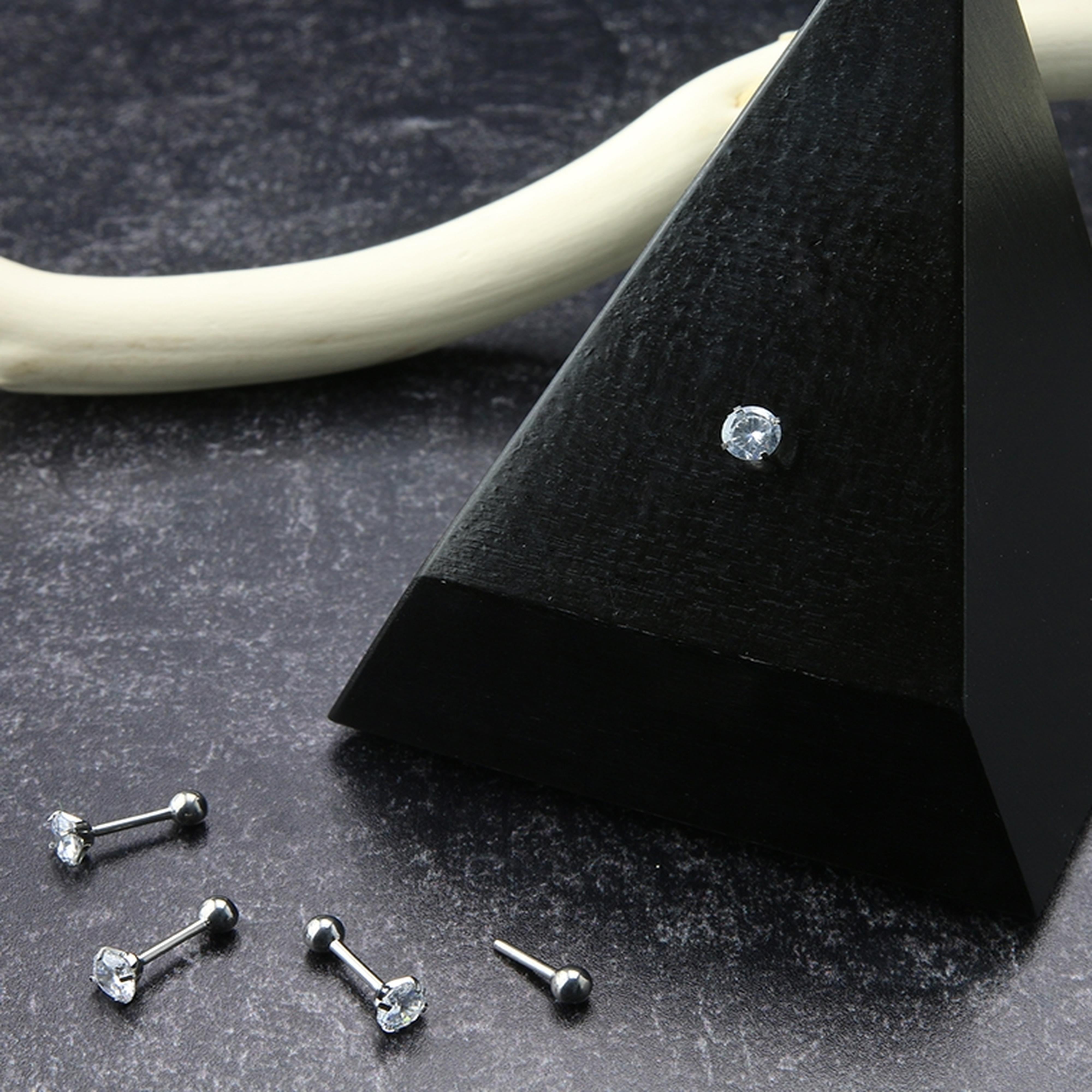 Clear Prong CZ Titanium Threadless Barbell