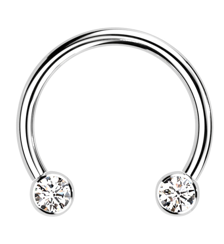 Clear CZ Threadless Titanium Circular Barbell