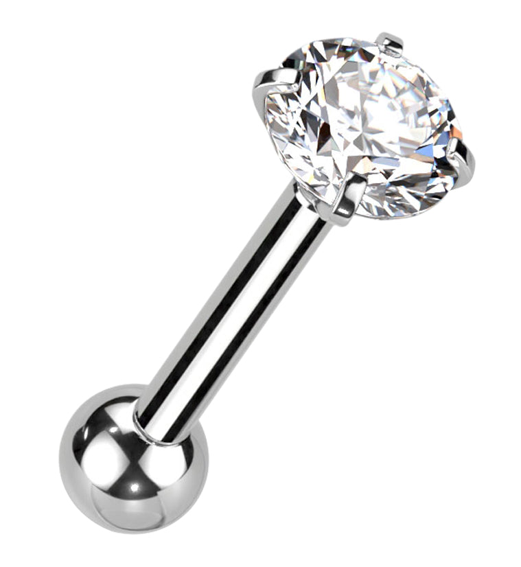 Clear CZ Titanium Internally Threaded Barbell