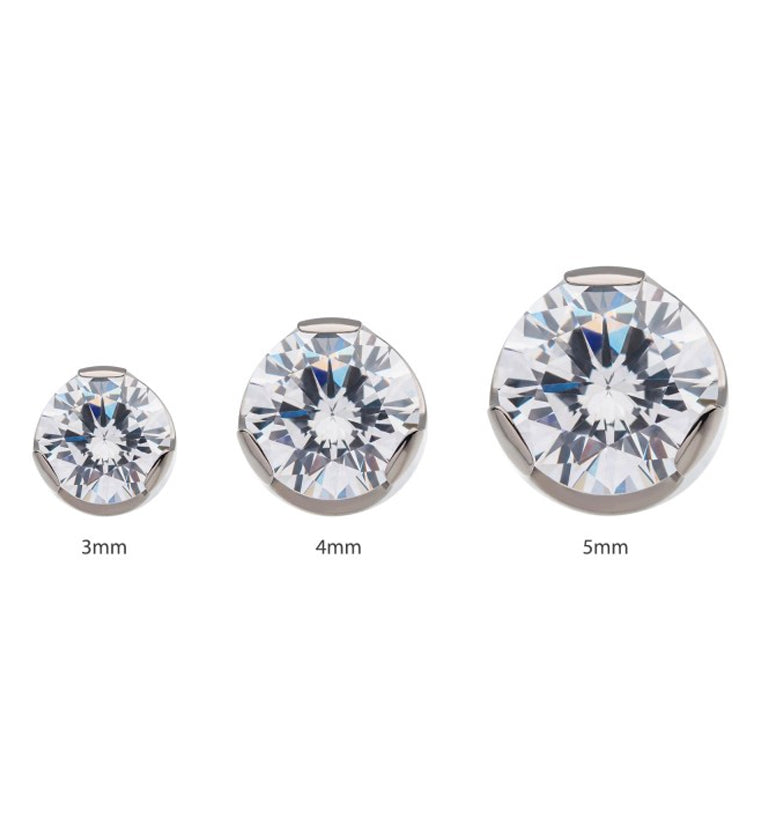 Clear Dome CZ Titanium Threadless Top