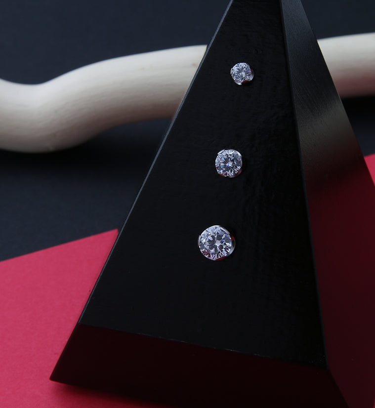 Clear Dome CZ Titanium Threadless Top