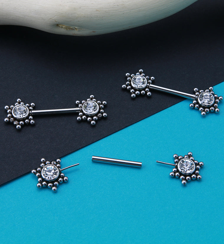 14G Hexad Threadless Nipple Ring Barbells