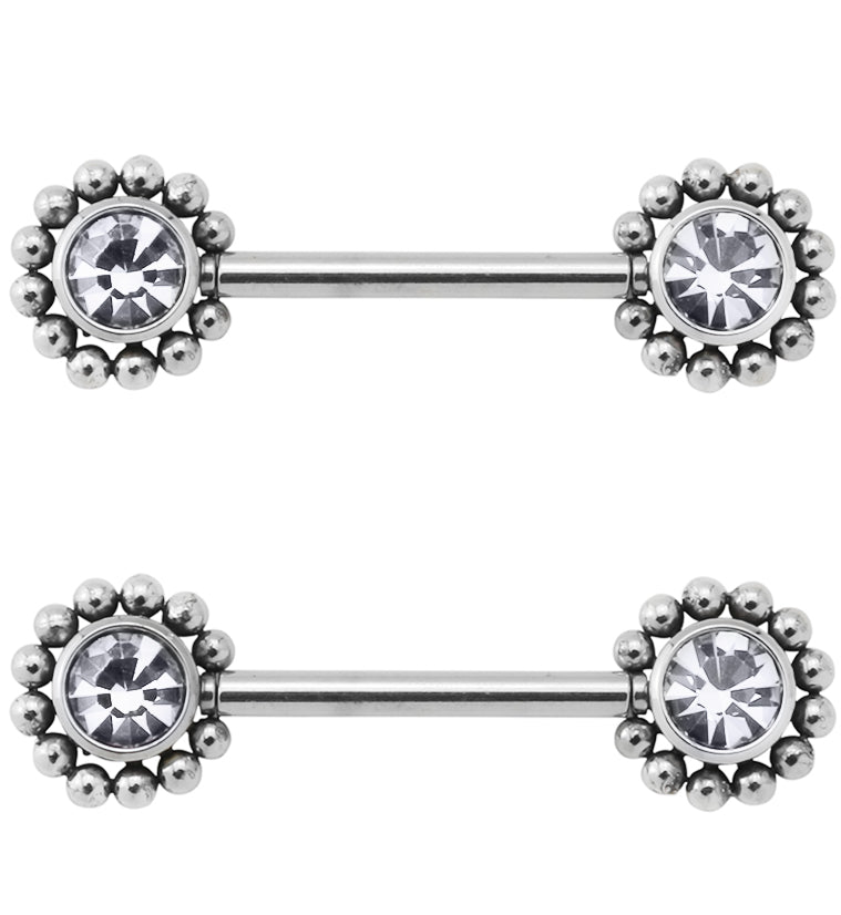 14G Clear Gem Verge Threadless Nipple Ring Barbells