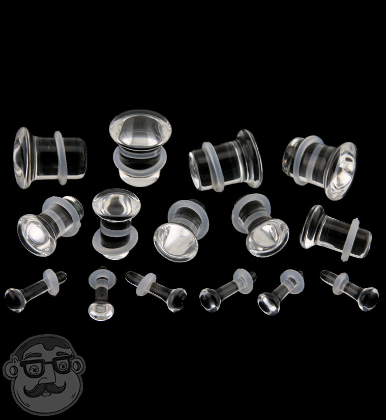 Single Flare Clear Glass Plugs