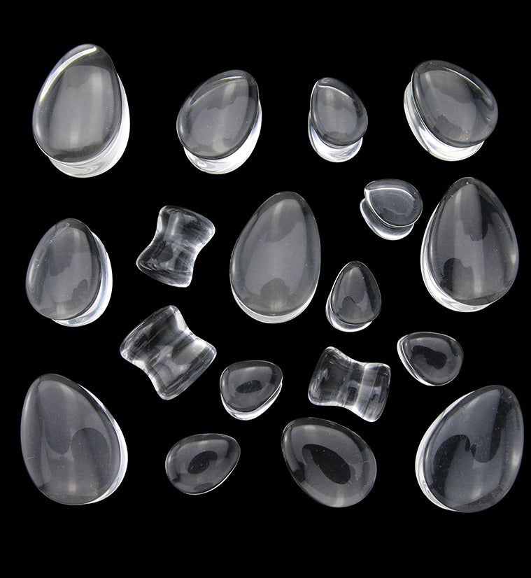 Clear Glass Teardrop Saddle Plugs