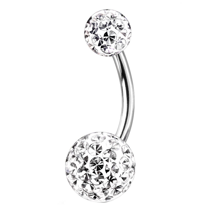 Clear Glitterball Belly Button Ring