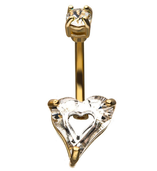Heart CZ Gold Belly Ring