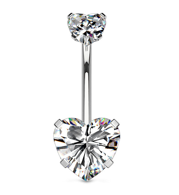 Clear CZ Heart Internally Threaded Belly Button Ring