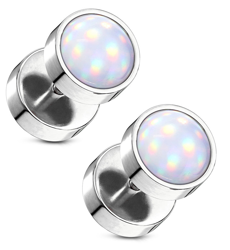 16G Clear Escent Stainless Steel Fake Plugs / Gauges