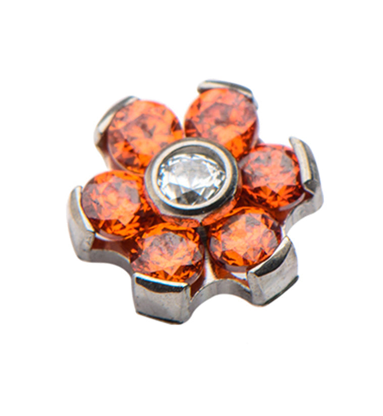 Clear & Orange Flower Titanium Threaded End