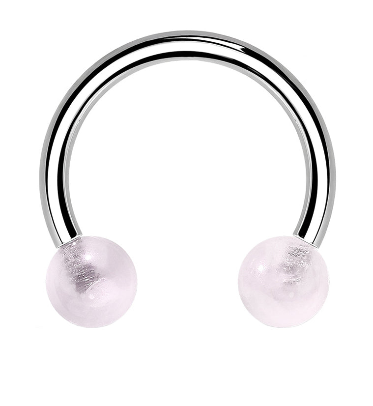 Rose Quartz Stone Circular Barbell