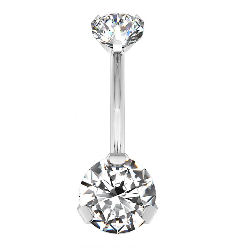 Clear CZ Titanium Belly Button Ring