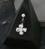 Clover Teardrop CZ Stainless Steel Belly Button Ring