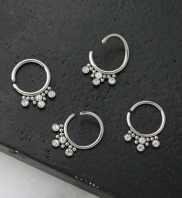 Cluster Beaded CZ Annealed Seamless Hoop Ring