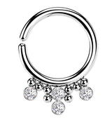 Cluster Beaded CZ Annealed Seamless Hoop Ring