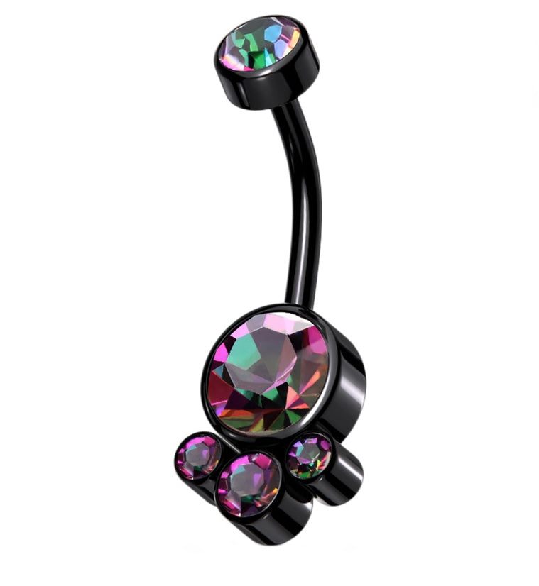 Black PVD Black Aurora CZ Cluster Gem Belly Ring