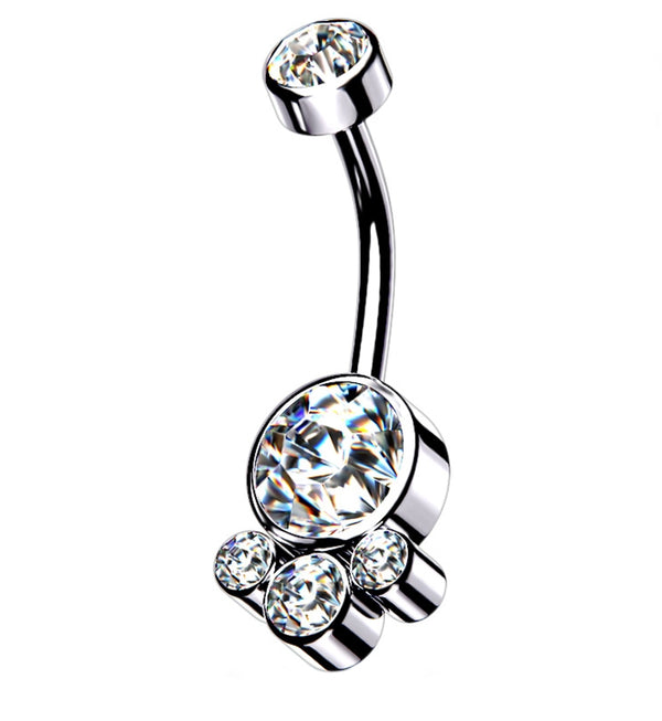 Clear CZ Cluster Gem Belly Ring