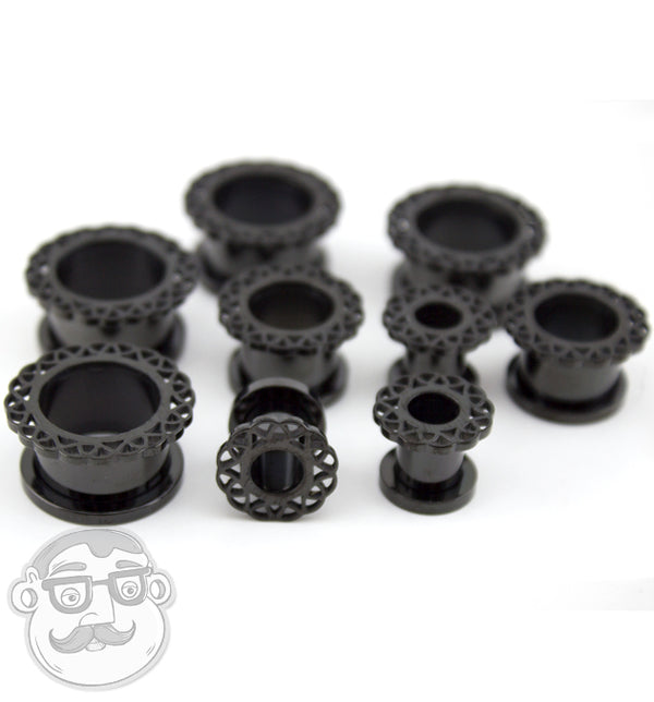 Black Coil Ornamental Stainless Steel Tunnel Plugs