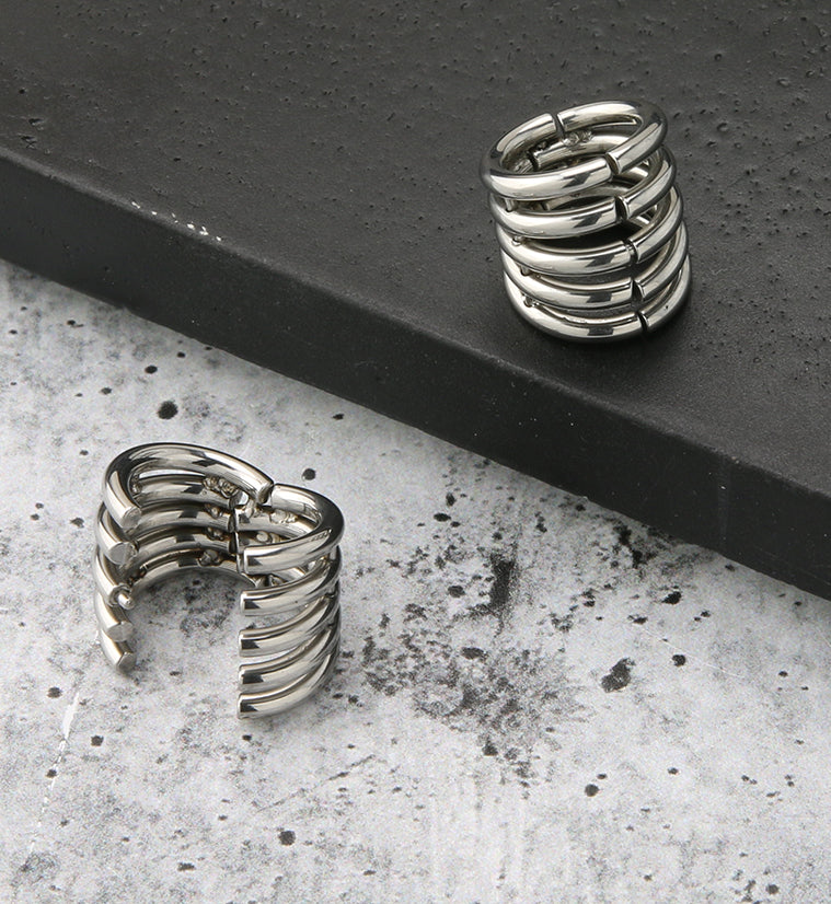 Coil Stainless Steel Hinged Lobe Cuff