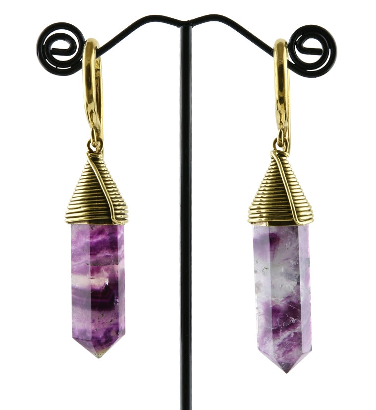Coiled Rainbow Fluorite Stone Ear Weights