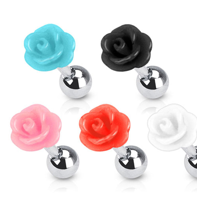 16G Color Rose Tragus / Cartilage Barbell