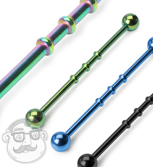 Triple Bump Color Industrial Stainless Steel Barbell