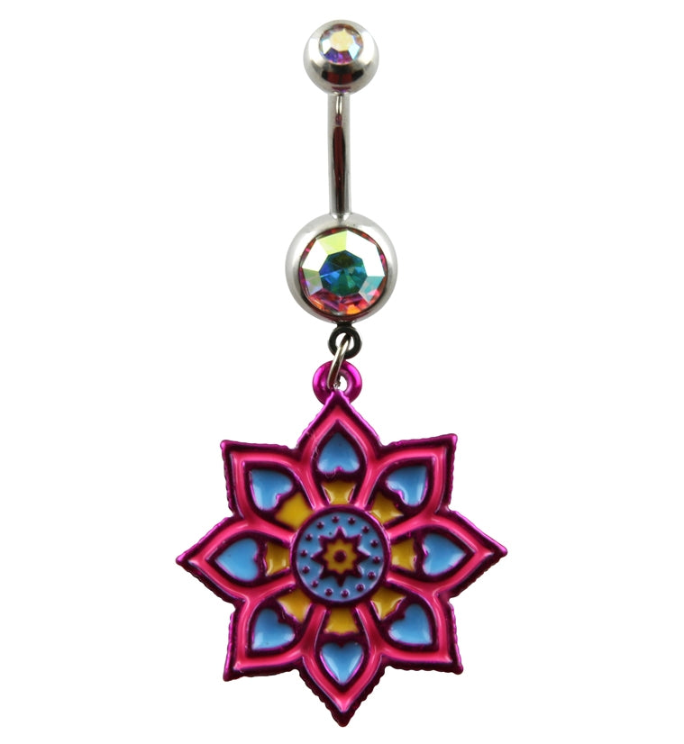 Colorful Mandala Flower Belly Ring