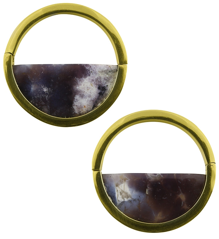 Colure Purple Chalcedony Stone Ear Weights