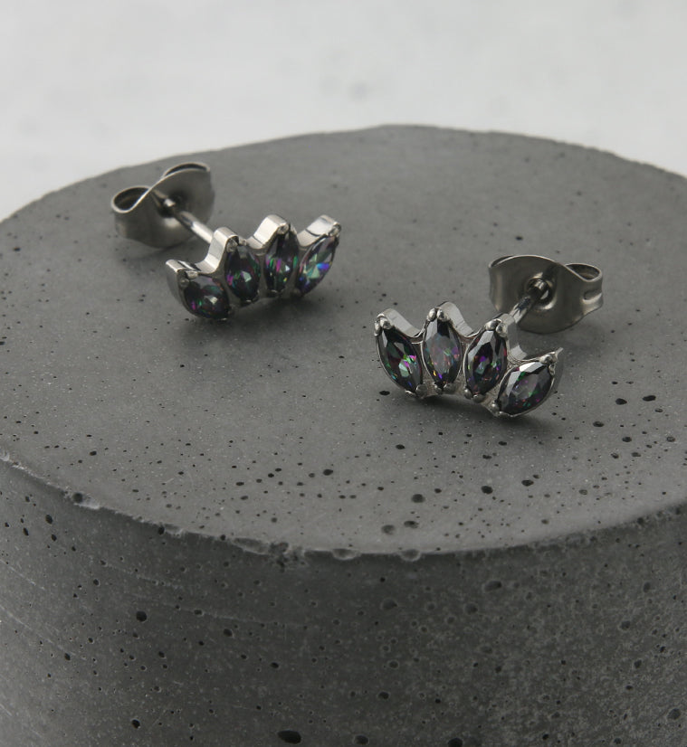 Contessa Black Aurora CZ Titanium Threadless Earrings
